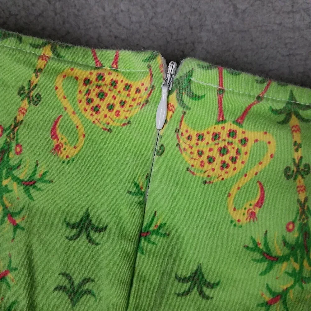 Vintage Govango Skirt Women's 8 Mini Pencil Straight Bird Tropical Stretch